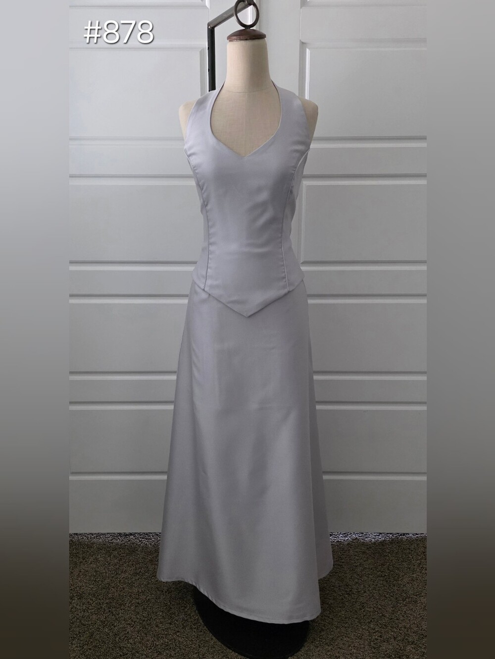 Silver 2-piece Halter Formal Dress